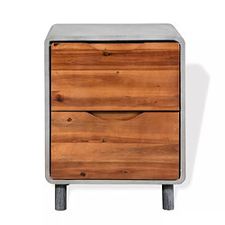 Helloshop26 Table de chevet 2 tiroirs - Marron