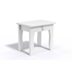 Decopin Table de chevet Luna Table de chevet - Pin maritime - 1 tiroir - Blanc uni