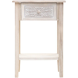 Atmosphera Table de chevet Hina 1 tiroir - Hauteur 67,5 cm - Bois blanchi