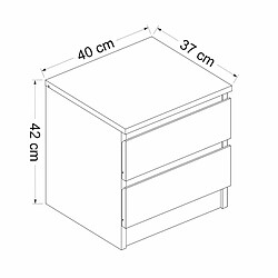 Helloshop26 Table de chevet 2 tiroirs Blanc