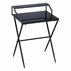 BigBuy Home Table de Nuit - Noir Verre Fer Table de nuit - Verre et fer - 45 x 35 x 65 cm - Besoin de montage