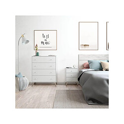 Pegane Table de chevet 3 tiroirs - Blanc