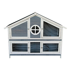 Helloshop26 Clapier lapin 133 x 55 x 108 cm Gris Luxe