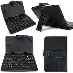 Duragadget Étui Clavier 7 pouces - Noir Étui pour tablette - Cuir synthétique - Clavier AZERTY - Connexion Micro USB