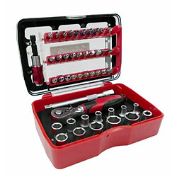 Coffret cliquet 46 douilles et embouts Coffret clés et douilles - 46 pièces - clé à cliquet - acier professionnel