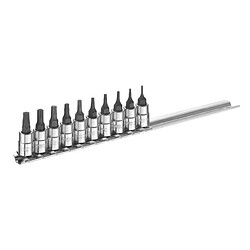 Stanley Jeu de douilles Torx 1/4" - 10 pièces Jeu de douilles Torx - Carré 1/4" - Métal - Qualité professionnelle
