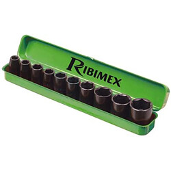 Ribimex Coffret 10 douilles 6 pans 1/2 - Vert