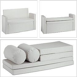 Helloshop26 Banquette 2 places avec rangement - Crème