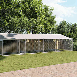Avis vidaXL Cage pour Chien avec Toit Gris 12x2x2 m
