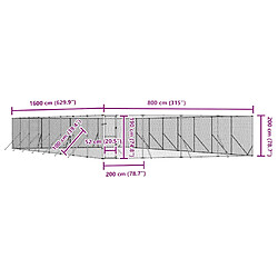vidaXL Chenil Acier Galvanisé - 8x16x2 m pas cher