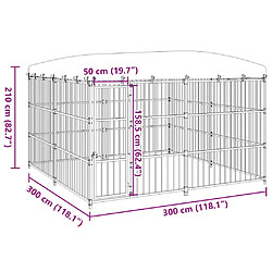 vidaXL Chenil extérieur avec toit 300x300x210 cm pas cher