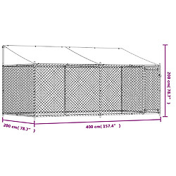 vidaXL Cage avec toit gris acier pas cher