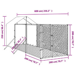 Acheter vidaXL Chenil extérieur avec toit - 2x6x2,5 m