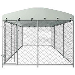 Avis vidaXL Chenil extérieur avec toit - 7,6x3,8x2,3 m