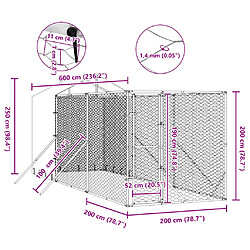 vidaXL Chenil extérieur avec toit - 2x6x2,5 m pas cher