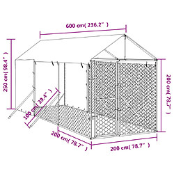 Acheter vidaXL Chenil Acier Galvanisé - 2x6x2,5 m