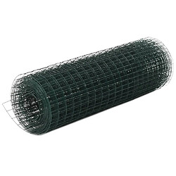 vidaXL Grillage acier PVC 25x0,5 m - Vert