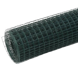 vidaXL Grillage acier PVC 25x0,5 m - Vert