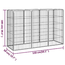 VidaXL Parc pour chien 8 panneaux noir pas cher