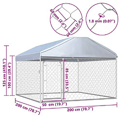 vidaXL Chenil Extérieur avec Toit pour Chiens 200x200x135 cm pas cher