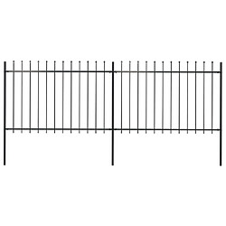 vidaXL Clôture de jardin avec dessus en lance - 3,4 m - Noir