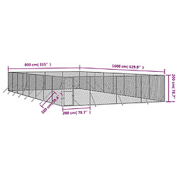Acheter vidaXL Chenil Acier Galvanisé - 8x16x2 m