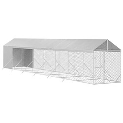 Avis vidaXL Chenil d'Extérieur avec Toit Argenté 2x14x2.5 m