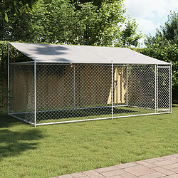 vidaXL Cage avec toit gris acier
