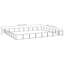 Helloshop26 Enclos extérieur pour chiens - 56 m² - Noir