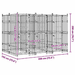 vidaXL Chenil d'extérieur - Acier 7,37 m² pas cher