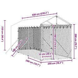 vidaXL Chenil Acier Galvanisé - 2x6x2,5 m pas cher