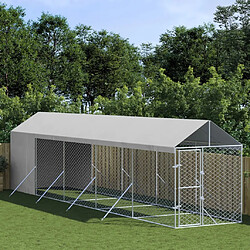 vidaXL Chenil d'Extérieur avec Toit Argenté 2x10x2.5 m