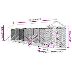 vidaXL Chenil d'Extérieur avec Toit Argenté 2x14x2.5 m pas cher