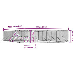 vidaXL Chenil d'extérieur - 8x12x2 m pas cher