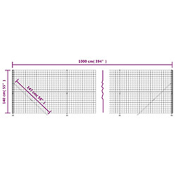 Vidaxl Clôture 1,4x10 m - Anthracite pas cher