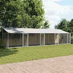 Avis vidaXL Cage pour chien avec toit - Gris 8x2x2m