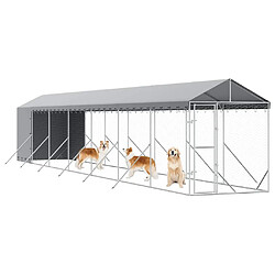Acheter vidaXL Chenil d'Extérieur avec Toit Argenté 2x14x2.5 m