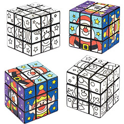 Cube puzzle à colorier – Amis festifs