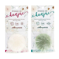 Aromandise Duo d'Éponges Konjac Nature et Argile Verte