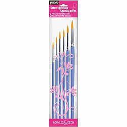 Pebeo 6 Pinceaux Ronds Polyamide Dorés