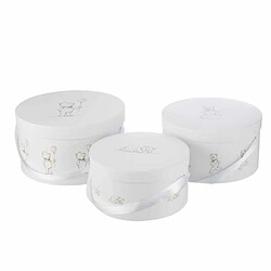 Paris Prix Lot de 3 Boîtes Déco Enfant Ourson Blanc