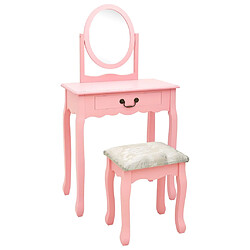 vidaXL Coiffeuse avec tabouret - Rose
