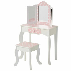 Teamson kids Coiffeuse enfant avec miroir - Blanc et rose