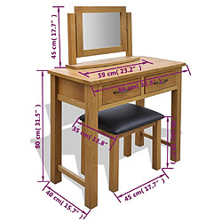 VidaXL Coiffeuse et Tabouret en Chêne pas cher