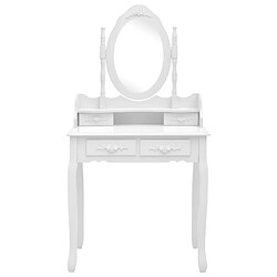 Helloshop26 Coiffeuse avec tabouret - Blanc