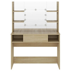Helloshop26 Coiffeuse avec miroir - Chêne