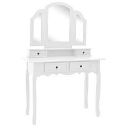 Helloshop26 Ensemble de coiffeuse et tabouret - Blanc