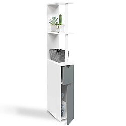 Idmarket Meuble WC étagère bois WILLY - Blanc et gris
