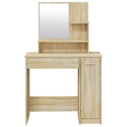 Helloshop26 Coiffeuse avec miroir - Beige