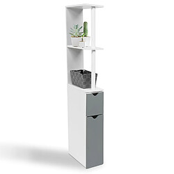 Avis Idmarket Meuble WC étagère bois WILLY - Blanc et gris